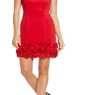 Donna Ricco Women's Cupcake Hem Scuba Sheath Dress Red Size 14