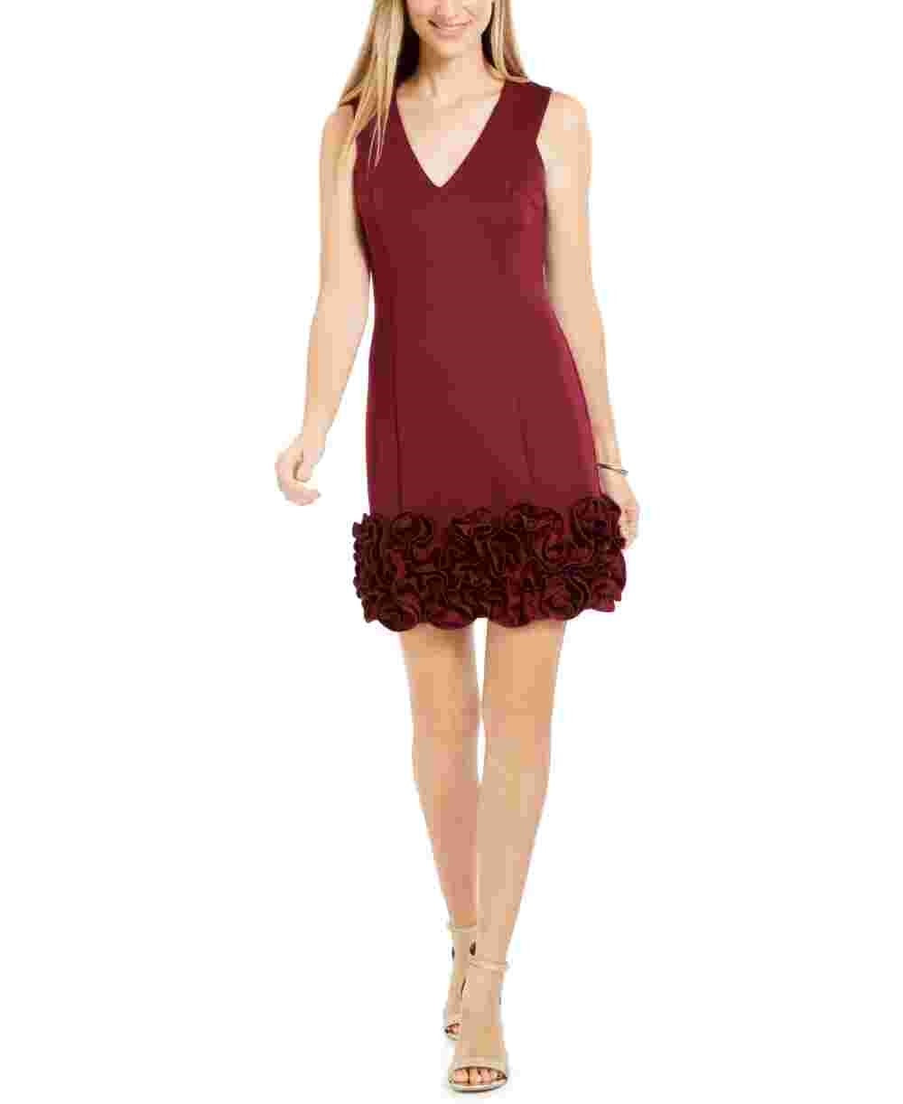 Vestido Donna Ricco Feminino com Babados e Bainha Vermelho Tamanho 12