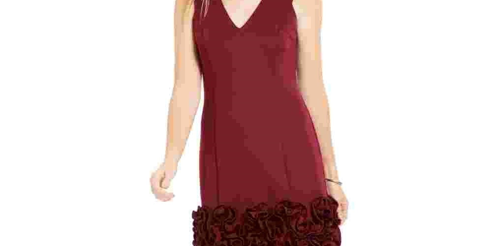 Vestido Donna Ricco Feminino com Babados e Bainha Vermelho Tamanho 12