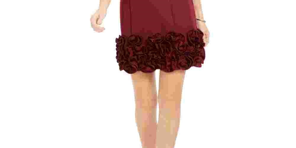 Vestido Donna Ricco Feminino com Babados e Bainha Vermelho Tamanho 12