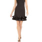 Vestido justo com babados Donna Ricco feminino, preto, tamanho 12