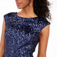Vestido Infantil Emerald Sundae com Lantejoulas e Ajuste Flare Azul Tamanho Médio