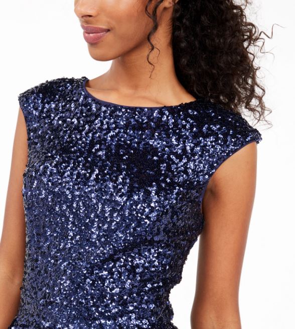 Vestido Infantil Emerald Sundae com Lantejoulas e Ajuste Flare Azul Tamanho Médio