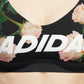 Sutiã esportivo de baixo impacto com estampa floral e costas nadador Adidas feminino, preto, tamanho médio