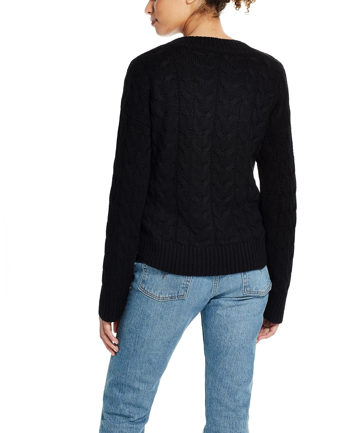 Suéter vintage feminino à prova de intempéries com amarração lateral, preto, tamanho grande