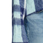 Suéter feminino xadrez vintage à prova de intempéries com manga sino, azul, tamanho extrapequeno