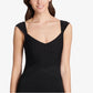 Vestido justo com faixa e decote em coração Guss feminino, preto, tamanho 16