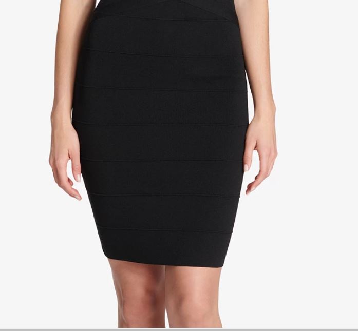 Vestido justo com faixa e decote em coração Guss feminino, preto, tamanho 16