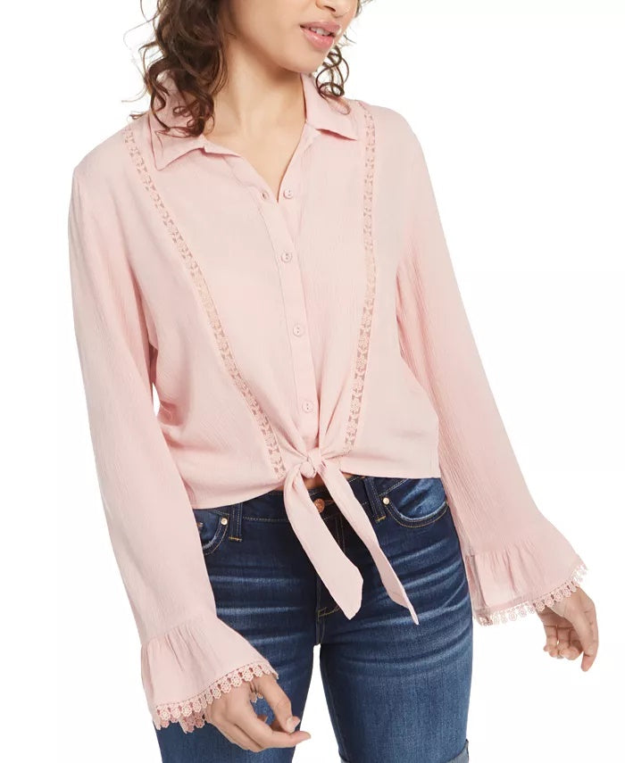 Blusa de crochê Gypsies &amp; Moondust Juniors, rosa, tamanho médio