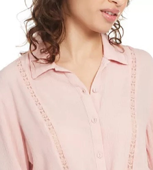 Blusa de crochê Gypsies &amp; Moondust Juniors, rosa, tamanho médio