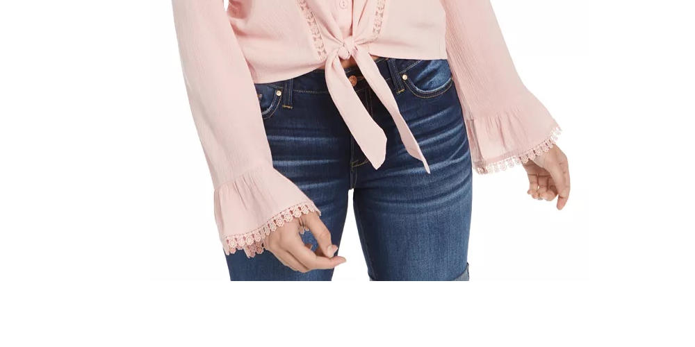 Blusa de crochê Gypsies &amp; Moondust Juniors, rosa, tamanho médio