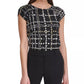 Tommy Hilfiger Blusa Feminina Estampada Floral Xadrez Preta Tamanho Médio