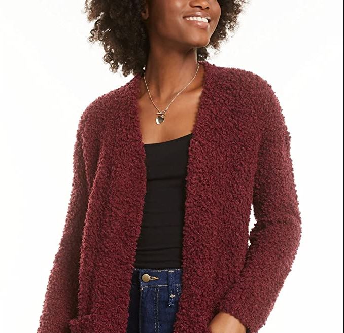 Cardigan Hippie Rose Junior Manga Longa Roxo Tamanho Grande
