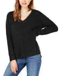 Suéter de chenille com decote em V Hippie Rose Junior, cinza, tamanho extragrande