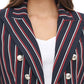 Tommy Hilfiger Blazer feminino listrado trespassado vermelho tamanho 6