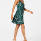 Vestido curto com alças finas e babados, estampado, gola V, estilo envelope falso, verde, tamanho 1, da Teeze Me para mulheres
