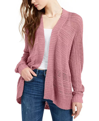 Hippie Rose Juniors' Textured Dolman-Sleeve Cardigan Purple Size Medium