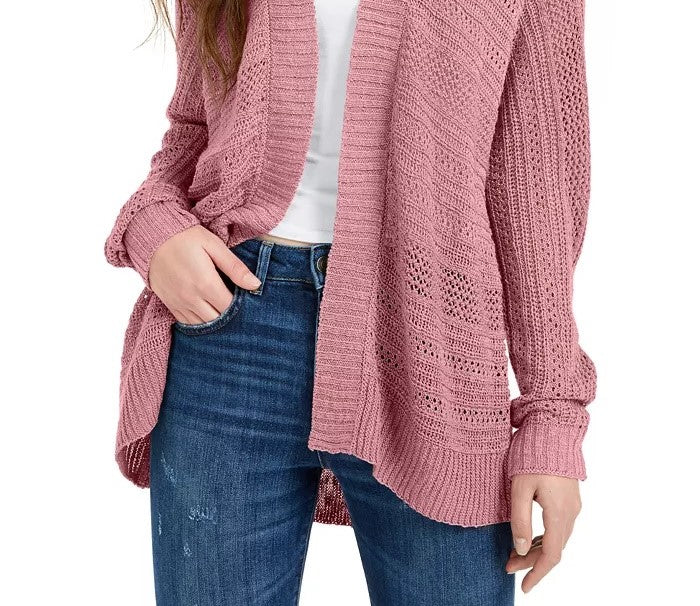 Cardigan Hippie Rose Juniors Texturizado Manga Dolman Roxo Tamanho Médio