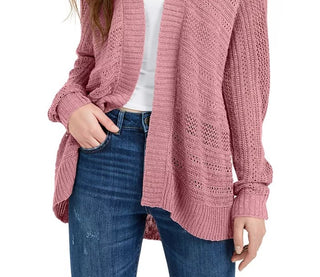 Hippie Rose Juniors' Textured Dolman-Sleeve Cardigan Purple Size Medium