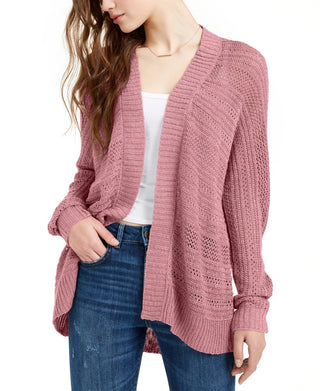 Hippie Rose Junior's Textured Dolman Sleeve Cardigan Purple Size X-Large