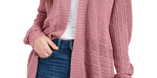 Hippie Rose Junior's Textured Dolman Sleeve Cardigan Purple Size X-Large