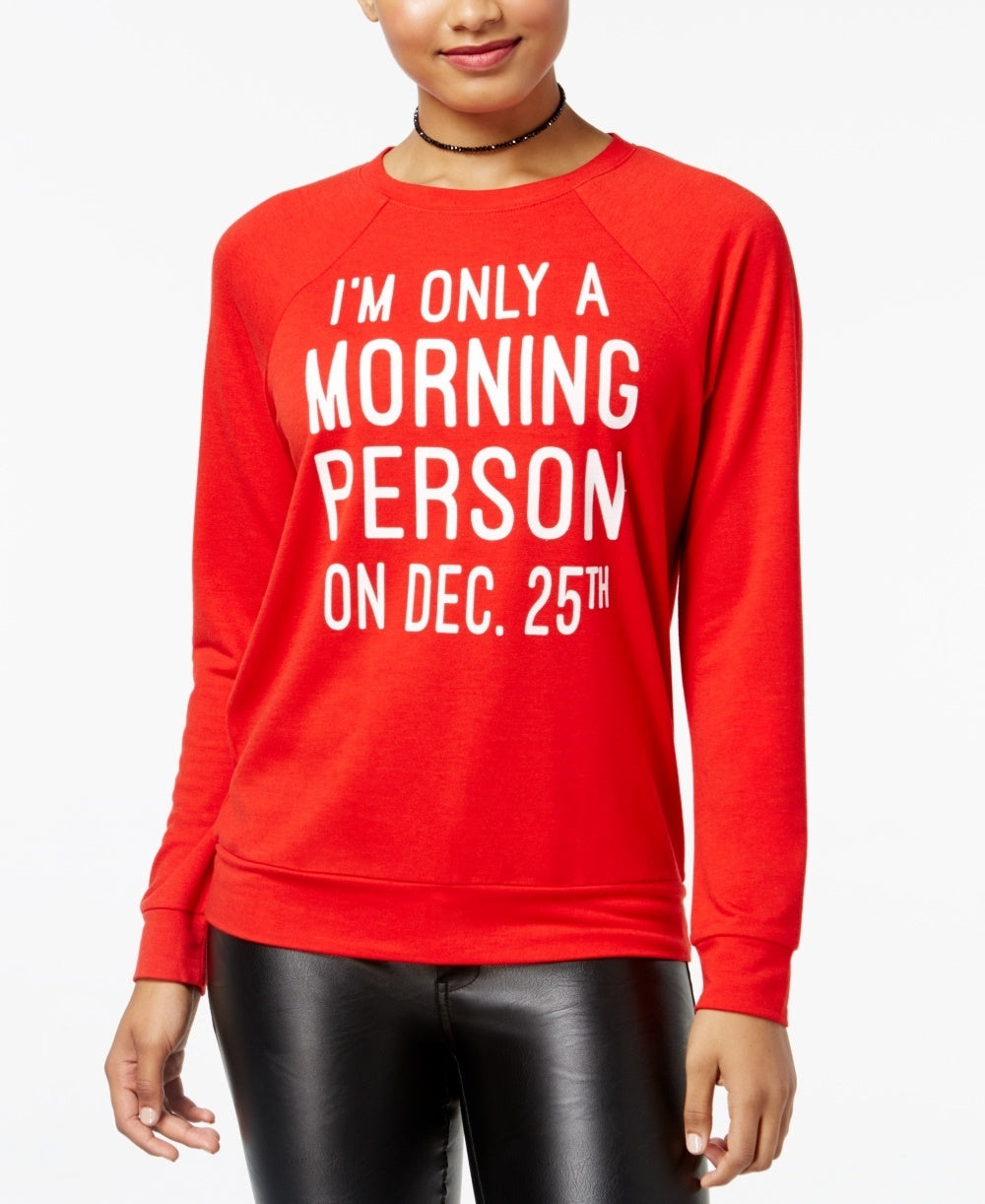 Rebellious One Juniors' Morning Person Graphic Top Vermelho Tamanho Grande