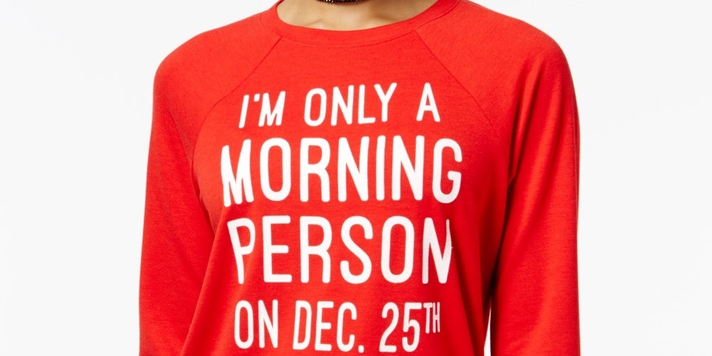 Rebellious One Juniors' Morning Person Graphic Top Vermelho Tamanho Grande