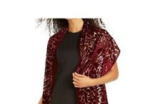 INC International Concepts Feminino Animal Print Brilho Veludo Wrap Roxo Tamanho Regular