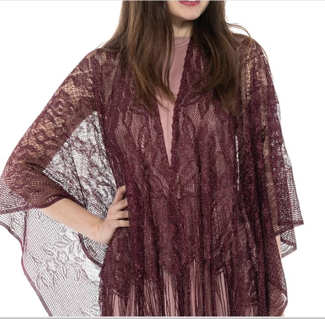 INC International Concepts Topper de malha floral de lurex feminino roxo tamanho regular