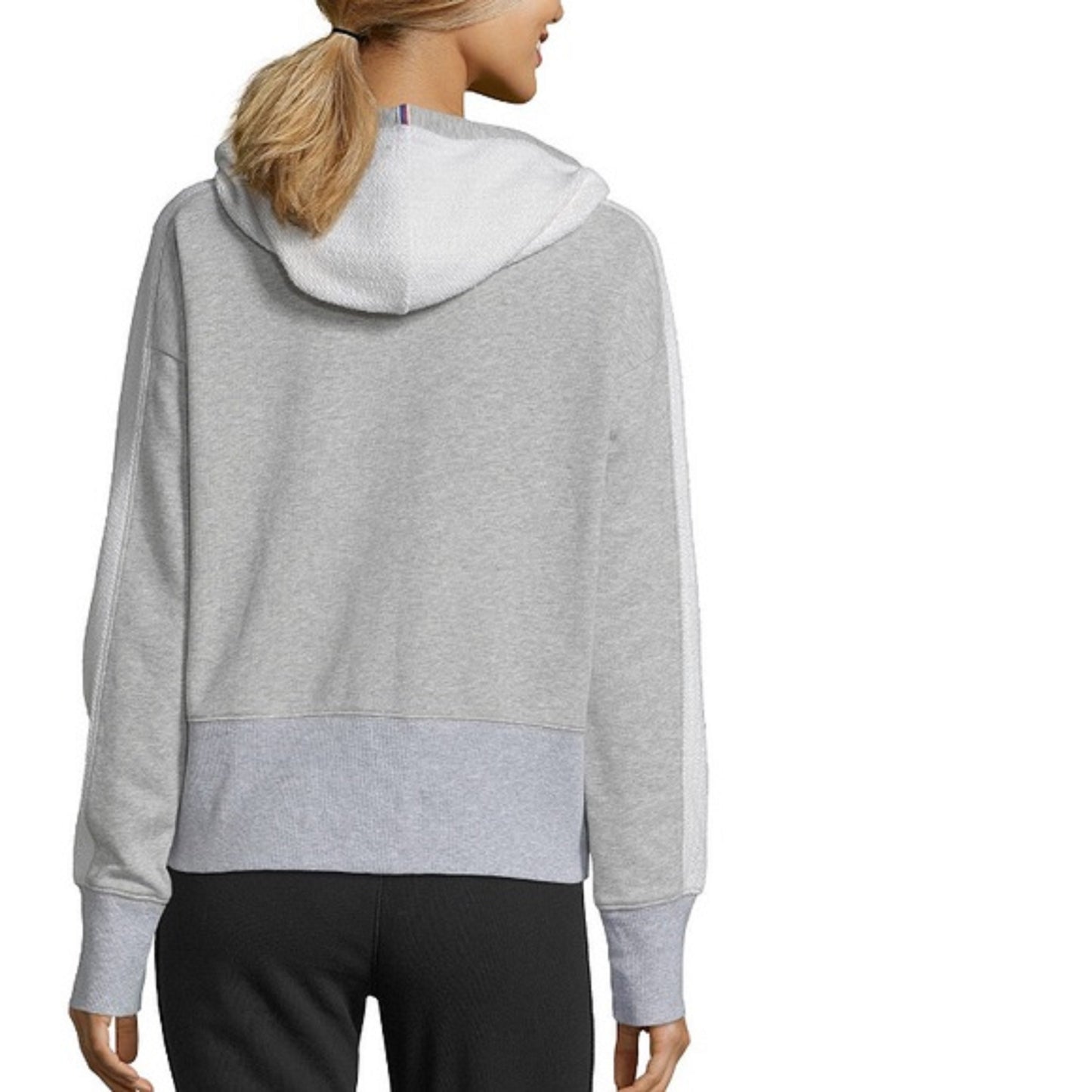 Moletom com capuz Champion Heritage Herringbone com zíper, cinza, tamanho extra grande, feminino
