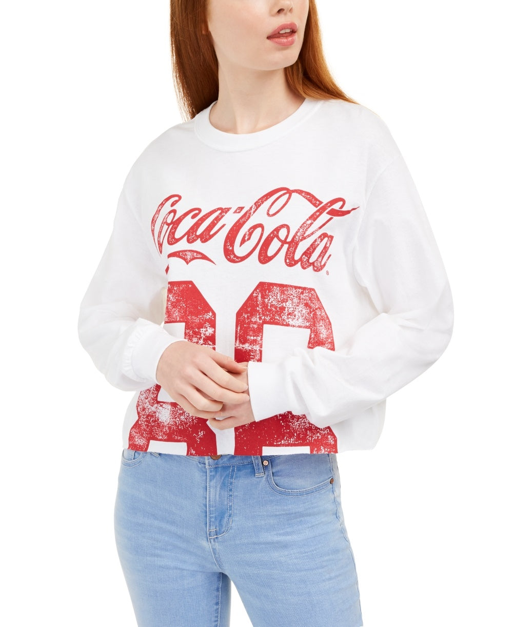 Camiseta Coca-Cola Graphic Love Tribe Juniors, tamanho médio, branca, em algodão