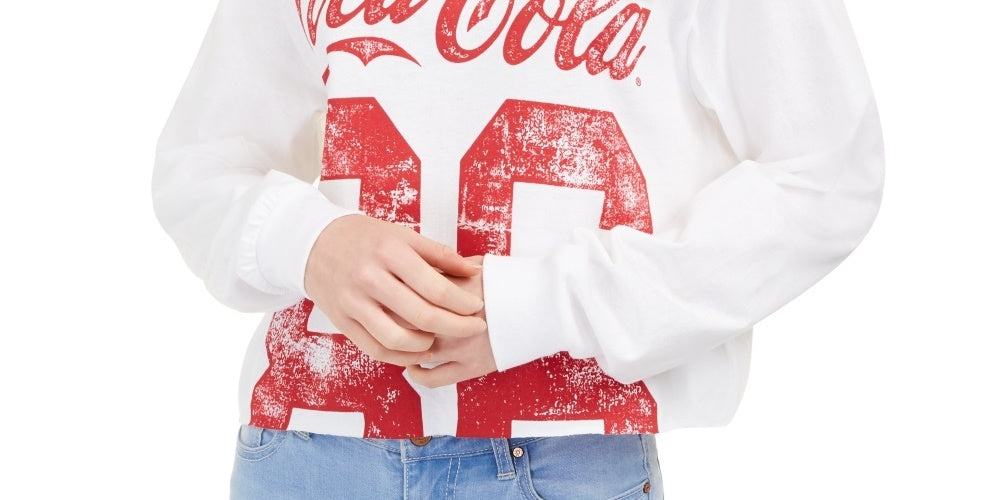 Camiseta Coca-Cola Graphic Love Tribe Juniors, tamanho médio, branca, em algodão