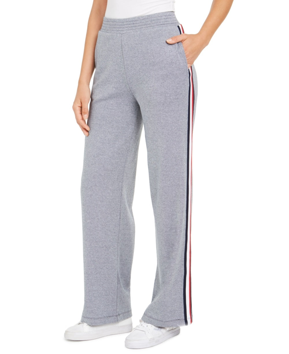 Calça de moletom feminina Tommy Hilfiger Sport Side Stripe Azul Tamanho Grande