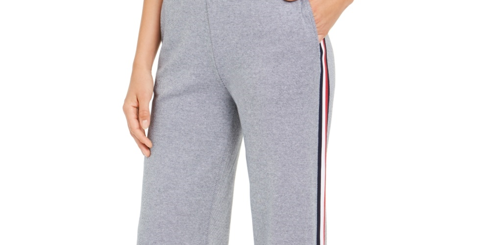 Calça de moletom feminina Tommy Hilfiger Sport Side Stripe Azul Tamanho Grande