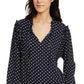 Blusa Tommy Hilfiger Feminina Estampada com Babados e Gola Azul Tamanho XX-G