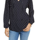Blusa Tommy Hilfiger Feminina Estampada com Babados e Gola Azul Tamanho XX-G