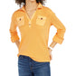 Blusa feminina Tommy Hilfiger Waffle Knit manga comprida gola alta amarela tamanho GG