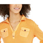 Blusa feminina Tommy Hilfiger Waffle Knit manga comprida gola alta amarela tamanho GG