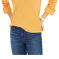 Blusa feminina Tommy Hilfiger Waffle Knit manga comprida gola alta amarela tamanho GG