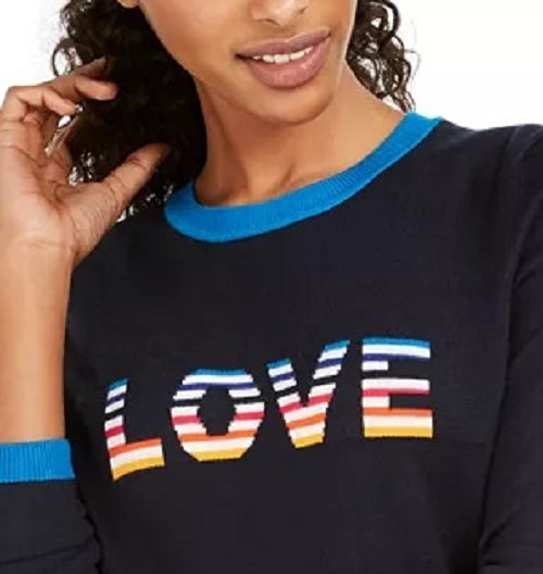 Suéter Tommy Hilfiger Rainbow Love Ringer Feminino Azul Tamanho X-G