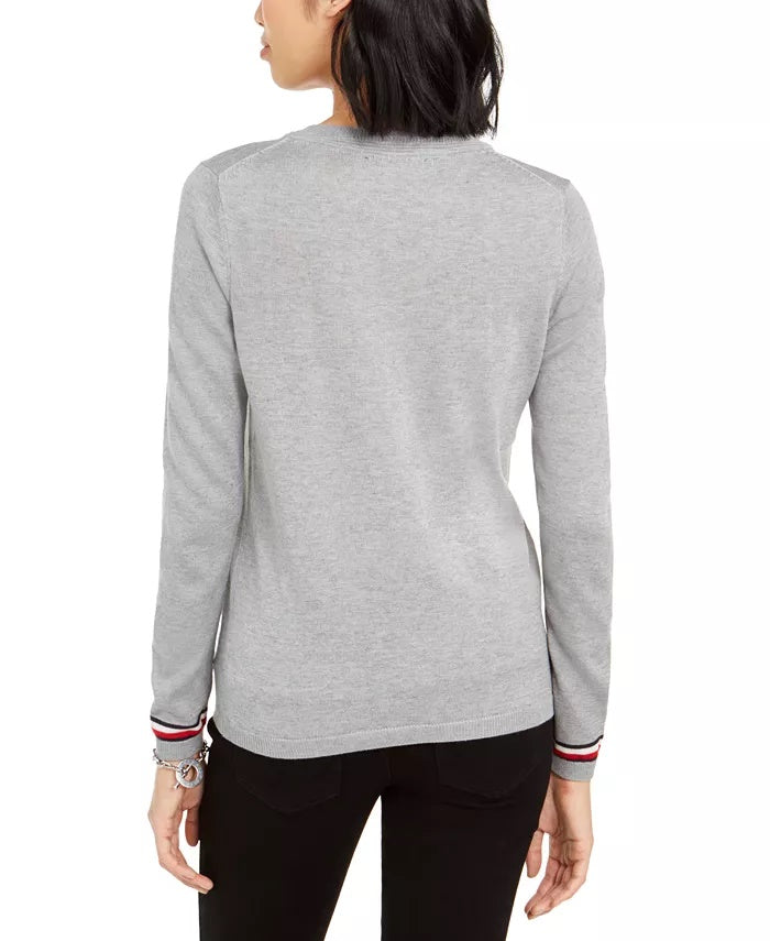 Suéter feminino Tommy Hilfiger Penguin cinza tamanho extra pequeno