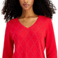 Suéter Tommy Hilfiger Feminino de Algodão Argyle com Tachas Vermelho Tamanho Grande