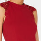 Vestido de festa curto sem mangas com decote em joia e flare, tamanho grande, vermelho, sem palavras