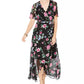 Vestido longo feminino Jessica Howard com estampa floral e efeito envelope, cor carvão, tamanho 16