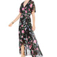 Vestido longo feminino Jessica Howard com estampa floral e efeito envelope, cor carvão, tamanho 16