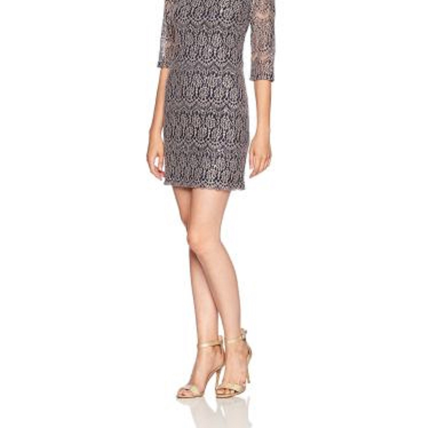 Vestido de renda feminino Jessica Howard Petite Shift, cor carvão, tamanho 6P