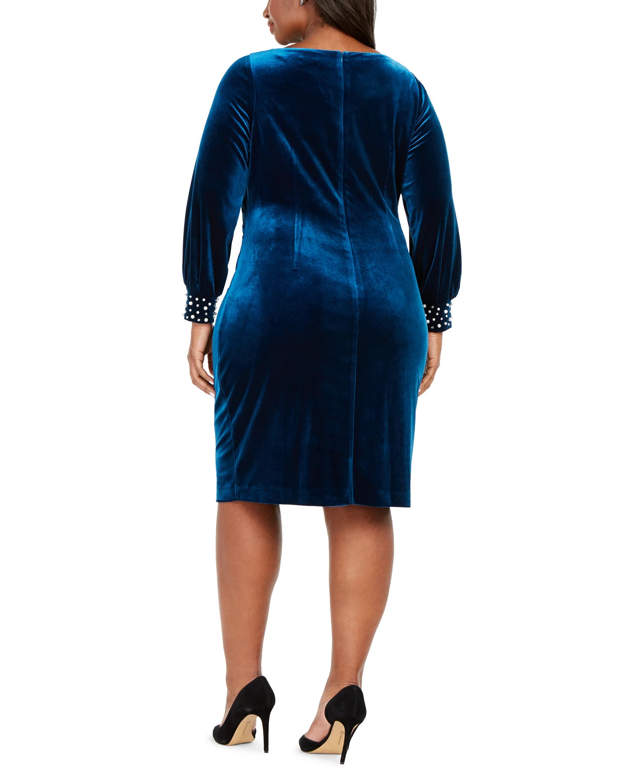Vestido justo de veludo feminino Jessica Howard, azul, tamanho 18W