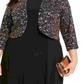 Jaqueta feminina Jessica Howard Bolero com glitter e detalhes em preto, tamanho pequeno e pequeno