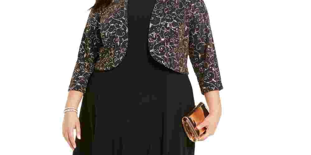 Jaqueta feminina Jessica Howard Bolero com glitter e detalhes em preto, tamanho pequeno e pequeno