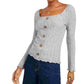 Blusa Pointelle com botões frontais do Almost Famous Juniors, cinza, tamanho X-G